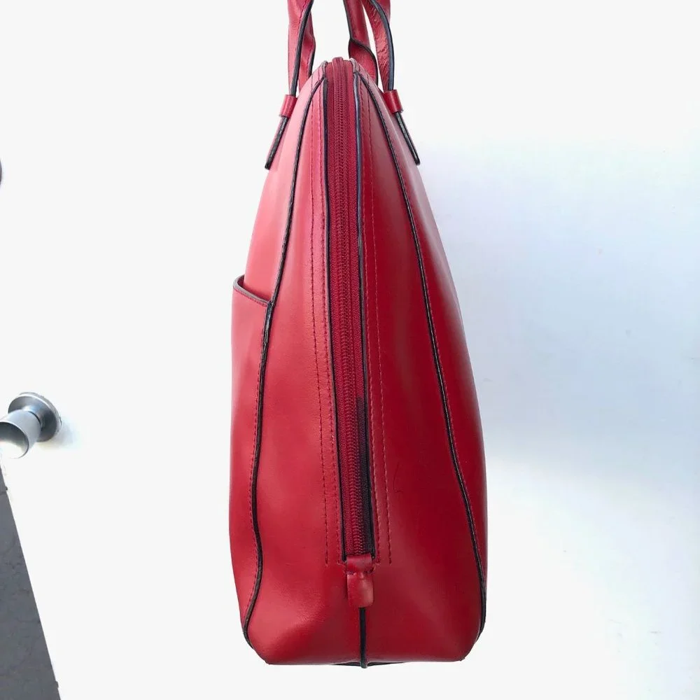 Lodis Ladies Red Leather Large Bowler Bag